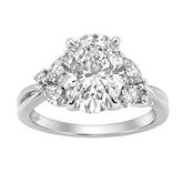 14K White Gold 3 1/2Ct Lab-Grown Diamond Engagement Ring For Women 3Ct Oval Center With Marquise & Round Side Stones, Elegant Bridal Ring (Color F-G -
