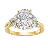 14K Yellow Gold 3 1/2Ct Lab-Grown Diamond Engagement Ring For Women 3Ct Oval Center With Marquise & Round Side Stones, Elegant Bridal Ring (Color F-G
