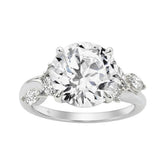 14K White Gold 5 1/2Ct Lab-Grown Diamond Engagement Ring For Women 5Ct Round Center Stone With Marquise Side Stones, Luxury Bridal Ring (Color F-G -Clarity Vs1/Vs2)