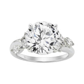 14K White Gold 5 1/2Ct Lab-Grown Diamond Engagement Ring For Women 5Ct Round Center Stone With Marquise Side Stones, Luxury Bridal Ring (Color F-G -Clarity Vs1/Vs2)