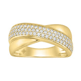 Elegant 10K Yellow Gold Lab Grown Diamond Ladies Ring 1/2Ct Round Cut Crossover Engagement Design (Color F-G -Clarity Vs1/Vs2)