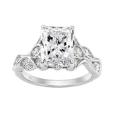 14K White Gold Radiant Cut Diamond Ring 4 1/5Ct With Marquise Side Stones Ladies Engagement Ring 3Ct Radiant Center Stone (Color F-G -Clarity Vs1/Vs2)