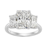 14K White Gold 5.00Ct Radiant Lab Grown Diamond Ring 3.00Ct Center Stone Radiant Diamond Three Stone Engagement Ring For Women (Color F-G Clarity Vs1/Vs2)