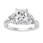 14K White Gold Ladies Lab-Grown Brown Diamond Ladies Engagement Ring 3 1/2Ct Radiant, Round & Marquise With Side Marquise Accents 3Ct Radiant Cent