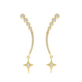 10K Yellow Gold Lab-Grown Diamond Star Drop Ladies Earrings 1/3Ct Round Dangle Earrings (Color F-G -Clarity Vs1/Vs2)