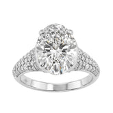 14K White Gold Oval & Round Diamond Engagement Ring For Ladies 4 1/2Ct Ring 4Ct Oval Center Stone (Color F-G -Clarity Vs1/Vs2)