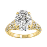 14K Yellow Gold Oval & Round Diamond Engagement Ring For 4 1/2Ct Ladies Ring 4Ct Oval Center Stone (Color F-G -Clarity Vs1/Vs2)