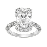 14K White Gold 4 1/2Ct Ladies Oval Cut Hidden Halo Engagement Ring 4Ct Oval Center Stone & Round Diamond (Color F-G -Clarity Vs1/Vs2)