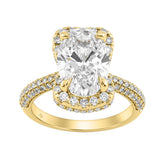 14K Yellow Gold 4 1/2Ct Ladies Oval Cut Hidden Halo Engagement Ring 4Ct Oval Center Stone & Round Diamond (Color F-G -Clarity Vs1/Vs2)