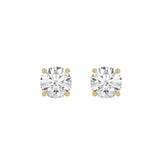14K Yellow Gold 3.00 Ct Round Brilliant Diamond Stud Earrings Lab Grown Diamond Solitaire Earrings For Women Fine Jewelry Gift