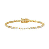14K Yellow Gold 2.00CT Round Diamond Three-Prong Tennis Bracelet For Women Classic Diamond Bracelet