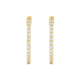 14K Yellow Gold 1.00CT Round Diamond Hoop Earrings For Women Classic Diamond Hoop Earrings