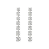 LADIES LINEAR EARRINGS 3CT ROUND DIAMOND 14K WHITE GOLD