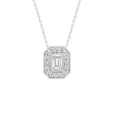 14K WHITE GOLD 1.00CT ROUND/EMERALD DIAMOND LADIES PENDANT (CENTER STONE EMERALD DIAMOND 3/4CT)