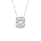 14K WHITE GOLD 1.00CT ROUND/EMERALD DIAMOND LADIES PENDANT (CENTER STONE EMERALD DIAMOND 3/4CT)