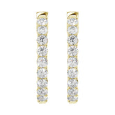 LADIES HOOP EARRINGS 3CT ROUND DIAMOND 14K YELLOW GOLD