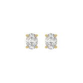 LADIES SOLITAIRE EARRINGS 1CT OVAL DIAMOND 14K YELLOW GOLD