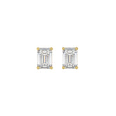 LADIES SOLITAIRE EARRINGS 1CT EMERALD DIAMOND 14K YELLOW GOLD