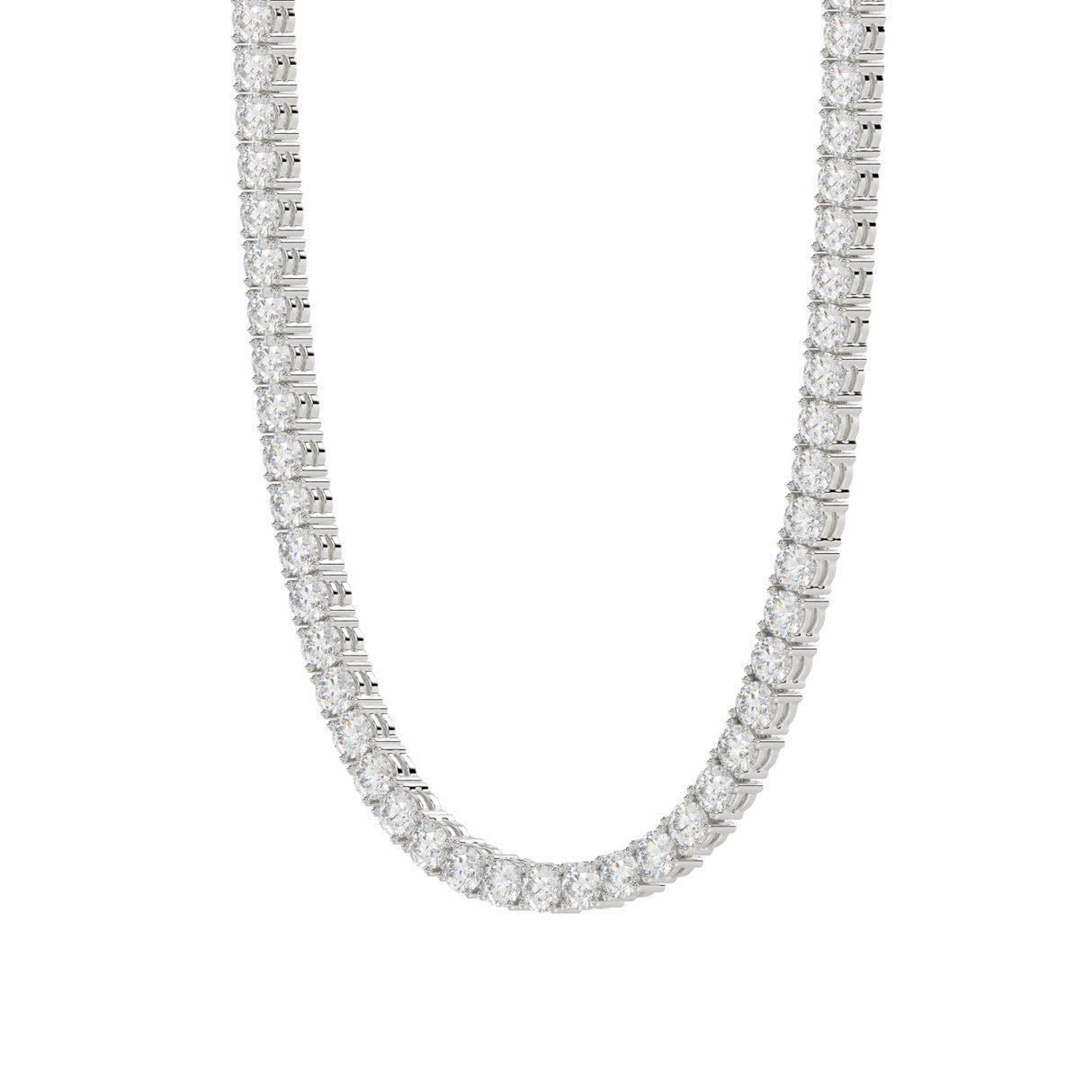 14K WHITE GOLD 10 1/3CT 18" ROUND DIAMOND LADIES TENNIS NECKLACE