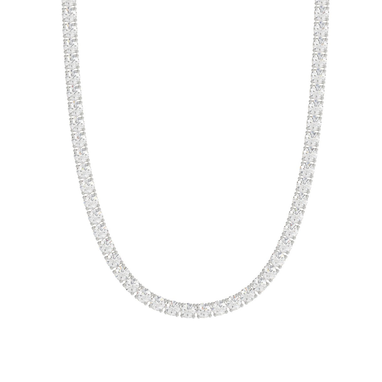 14K WHITE GOLD 4 3/4CT 18" ROUND DIAMOND LADIES TENNIS NECKLACE