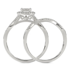 LADIES BRIDAL SET 0.25CT ROUND DIAMOND 10K WHITE GOLD