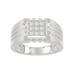 Sterling Silver Diamond Ring For Men 0.35Ct Round Cut Square Cluster Mens Ring Fine Jewelry Gift For Him