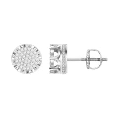 Men’S Diamond Stud Earrings 0.15CT Round Cluster Sterling Silver White Classic Stud Earrings