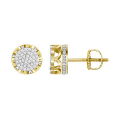 MEN'S EARRINGS 0.15CT ROUND DIAMOND YELLOW GOLD/STERLING SILVER