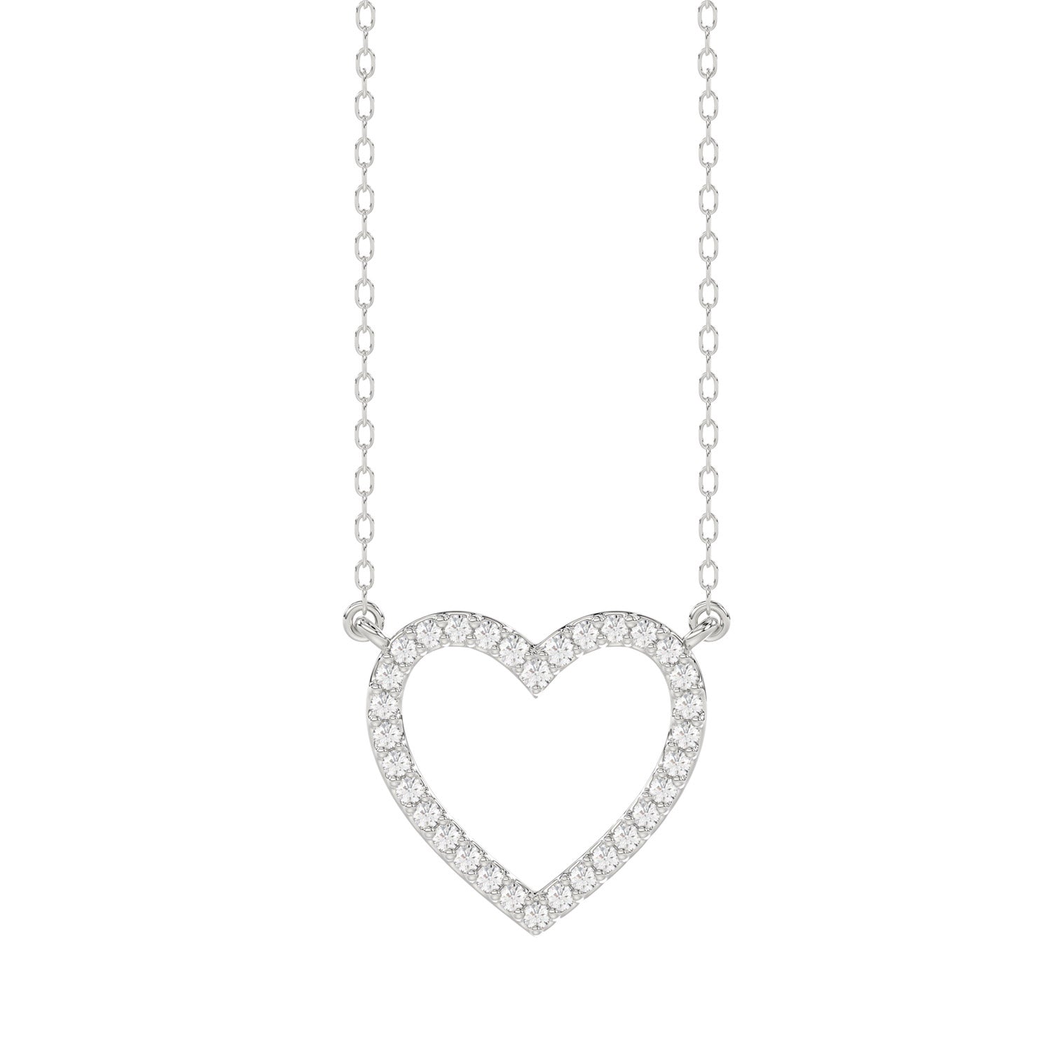LADIES NECKLACE 0.10CT ROUND DIAMOND 10K WHITE GOLD