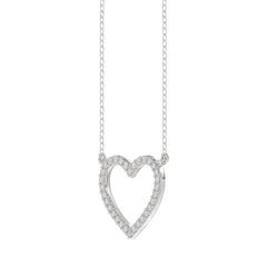 LADIES NECKLACE 0.10CT ROUND DIAMOND 10K WHITE GOLD