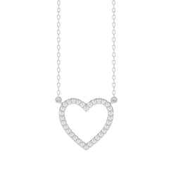 LADIES NECKLACE 0.10CT ROUND DIAMOND 10K WHITE GOLD