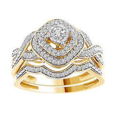 LADIES BRIDAL SET 0.33CT ROUND DIAMOND 10K YELLOW GOLD