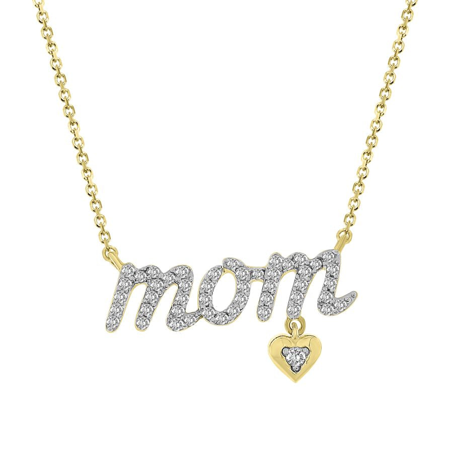 LADIES NECKLACES 0.15CT ROUND DIAMOND 10K YELLOW GOLD