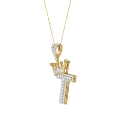 MEN'S PENDANT 0.40CT ROUND DIAMOND 10K YELLOW GOLD