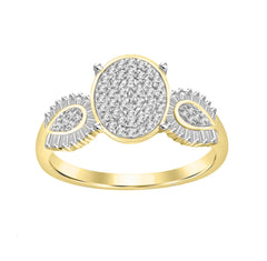 LADIES RING 0.35CT ROUND/BAGUETTE DIAMOND 10K YELLOW GOLD