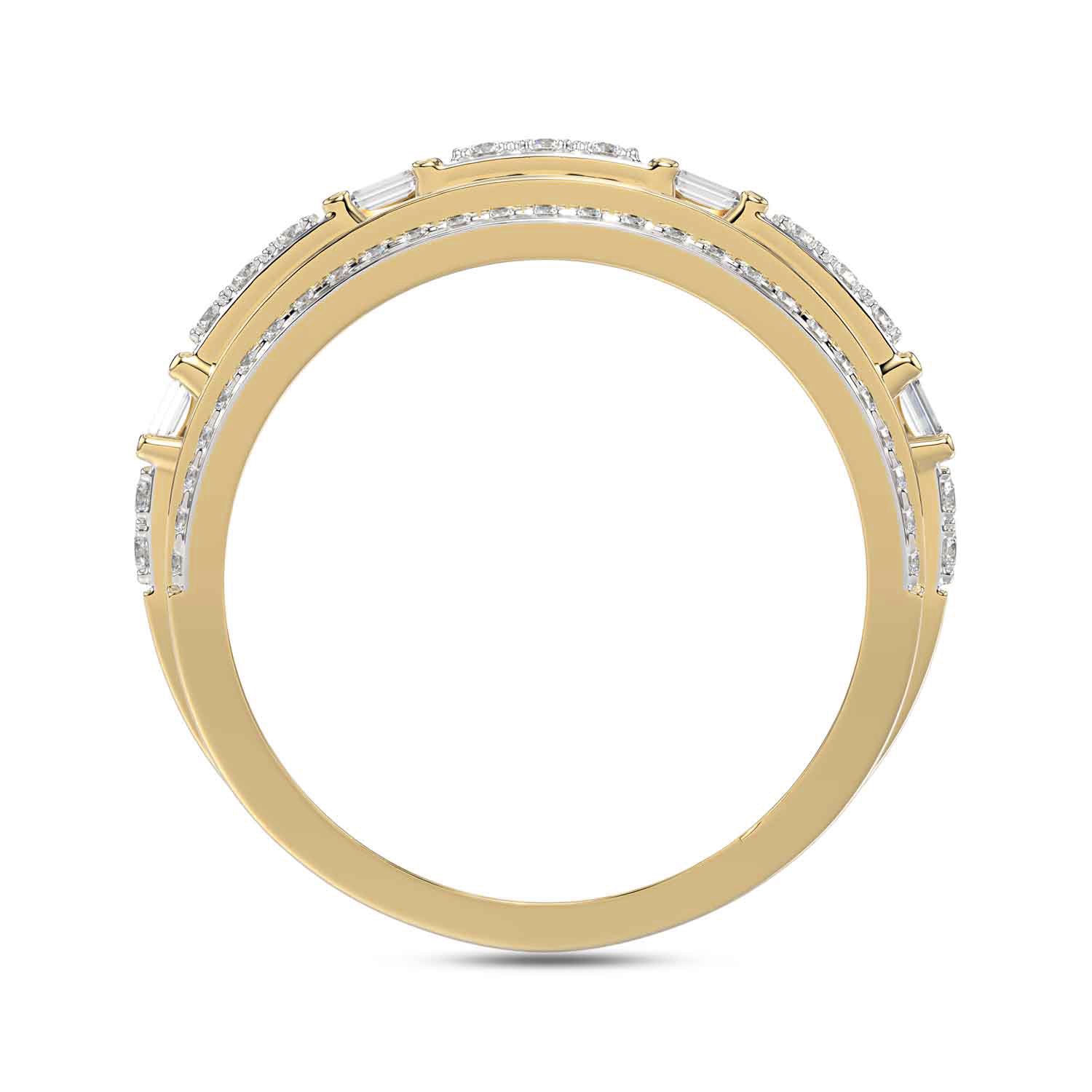 MEN'S BAND 1.00CT ROUND/BAGUETTE DIAMOND 10K YELLOW GOLD