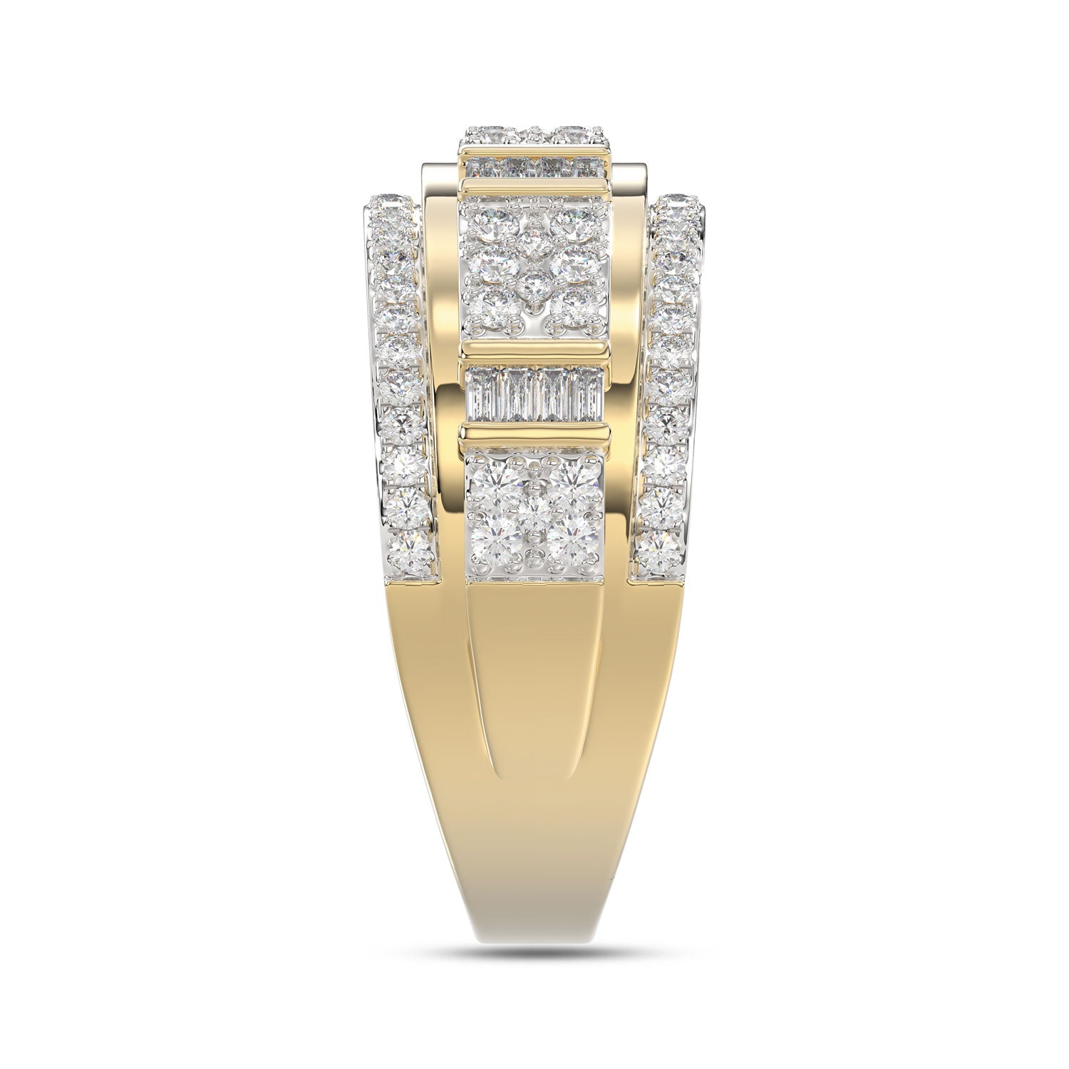 MEN'S BAND 1.00CT ROUND/BAGUETTE DIAMOND 10K YELLOW GOLD
