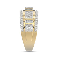 MEN'S BAND 1.00CT ROUND/BAGUETTE DIAMOND 10K YELLOW GOLD
