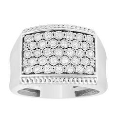 Sterling Silver 0.50CT Round Diamond Men'S Cluster Fashion Ring