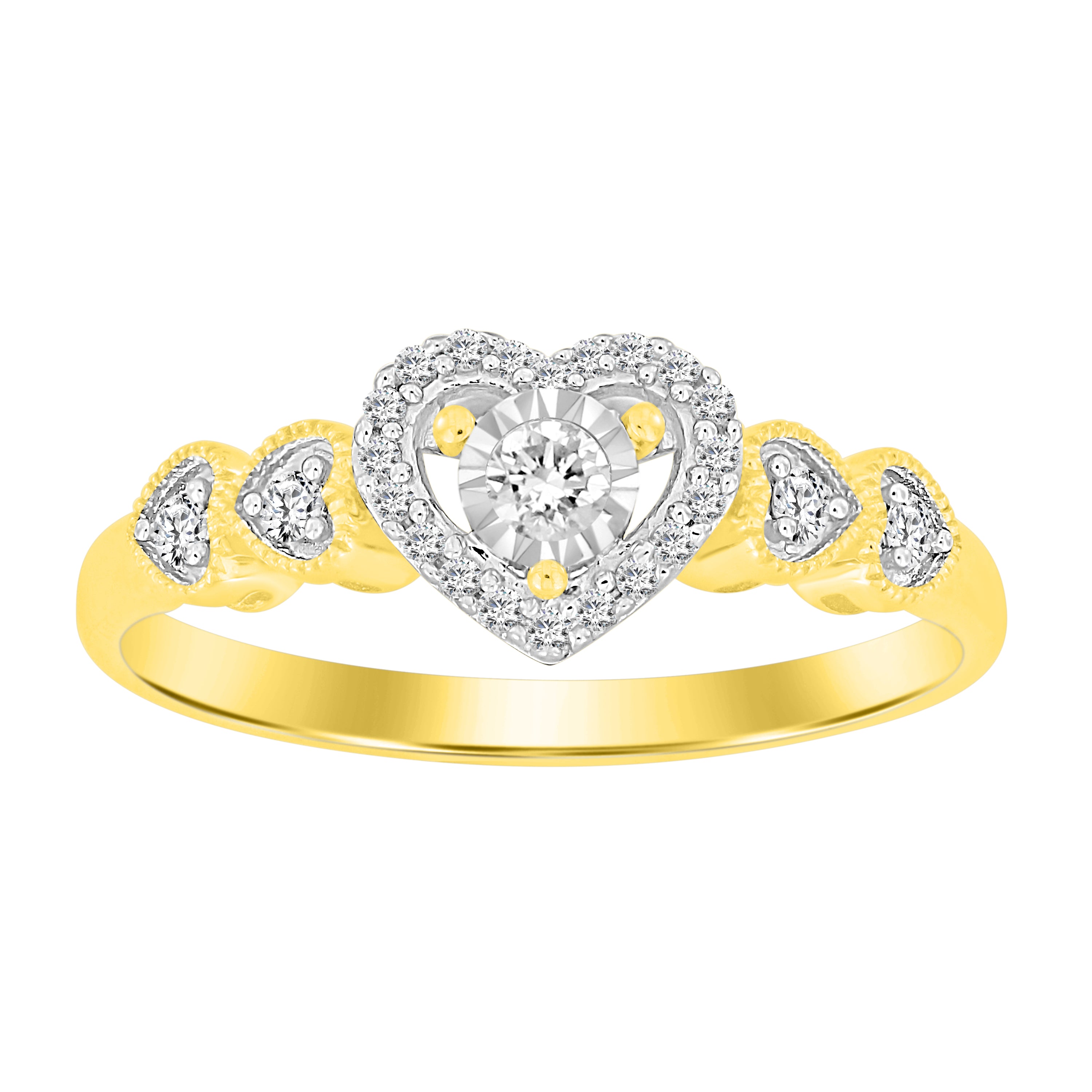 LADIES RING 0.16CT ROUND DIAMOND 10K YELLOW GOLD