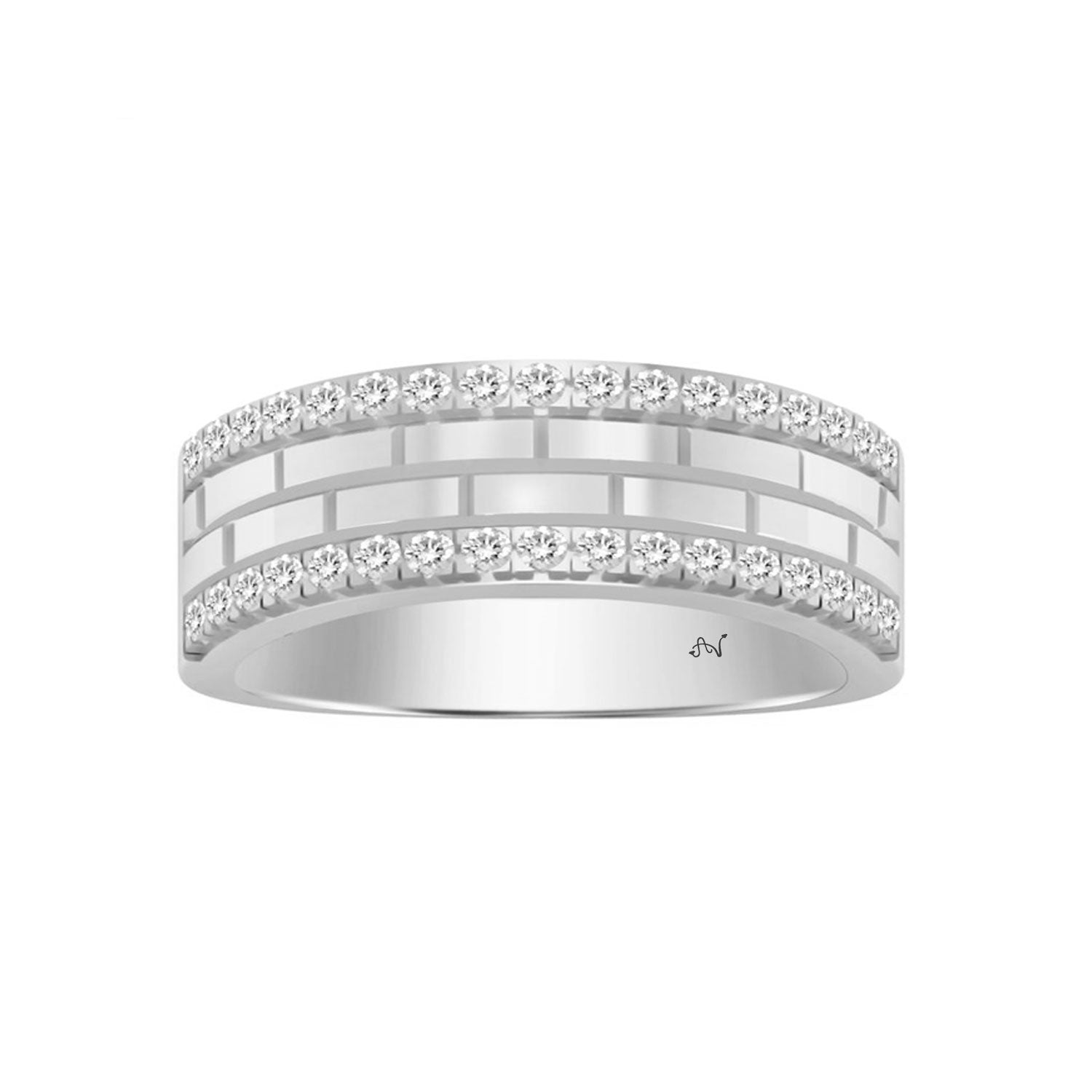 MEN'S BAND 0.50CT ROUND DIAMOND 14K WHITE GOLD