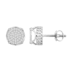 Elegant Cluster Diamond Fashion Earrings 0.25CT Round Diamond In White Sterling Silver