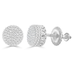 Elegant Cluster Diamond Fashion Earrings 0.15CT Round Diamond In White Sterling Silver