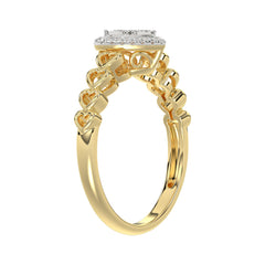 Elegant 10K Yellow Gold Heart-Shaped Engagement Ring Featuring 0.12Ct Round Diamonds With A Romantic And Timeless Design. Perfect As A Promise Ring, A