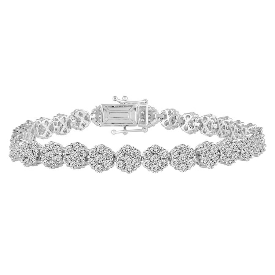 LADIES BRACELET 3.00CT ROUND DIAMOND 14K WHITE GOLD
