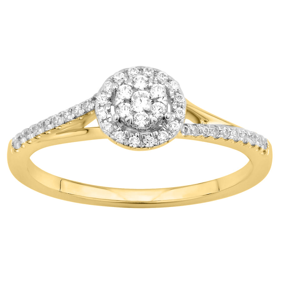 LADIES RING 0.20CT ROUND DIAMOND 10K YELLOW GOLD