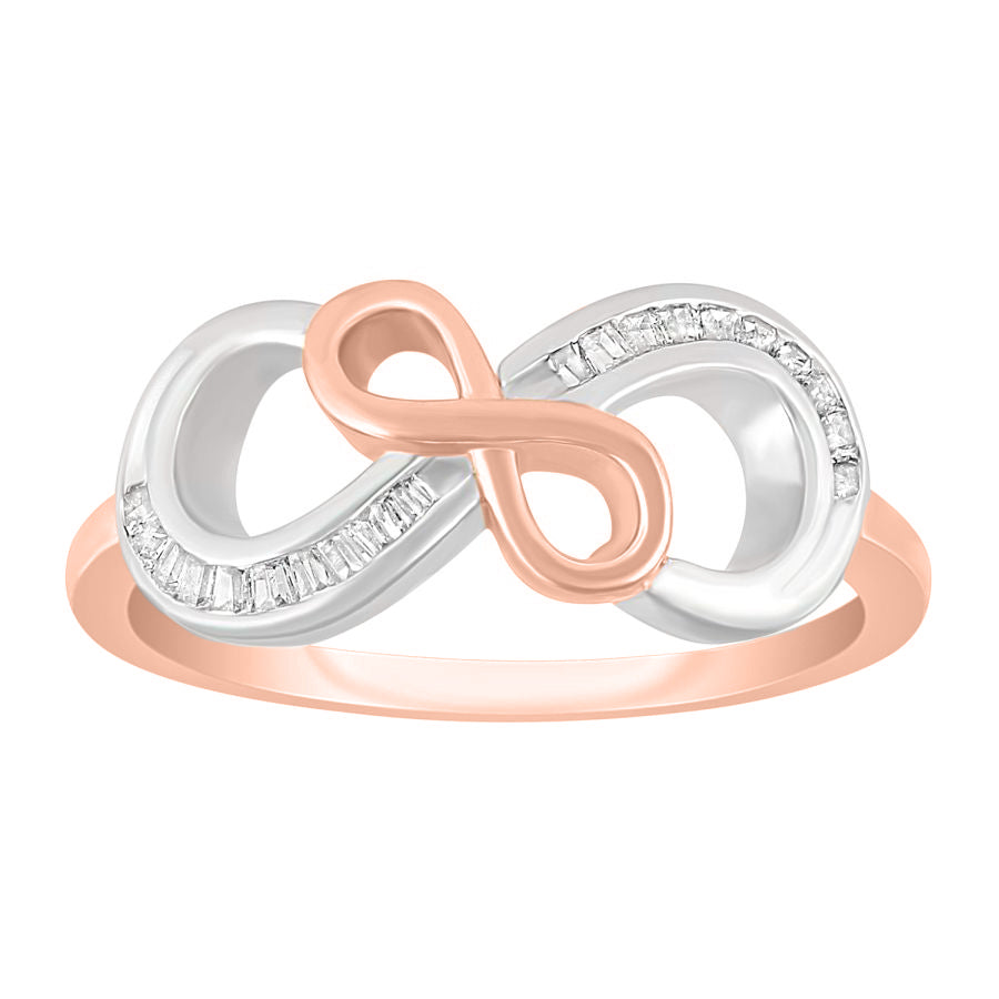 LADIES RING 0.10CT BAGUETTE DIAMOND 10K WHITE/ROSE GOLD