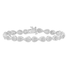 LADIES BRACELET 0.75CT ROUND/BAGUETTE DIAMOND 10K WHITE GOLD