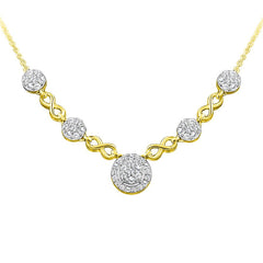 LADIES NECKLACE 1.25CT ROUND DIAMOND 14K YELLOW GOLD
