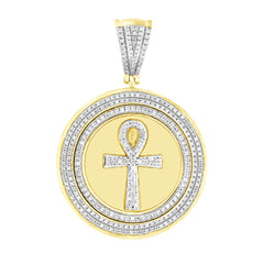 MEN'S PENDANT 0.75CT ROUND DIAMOND 10K YELLOW GOLD